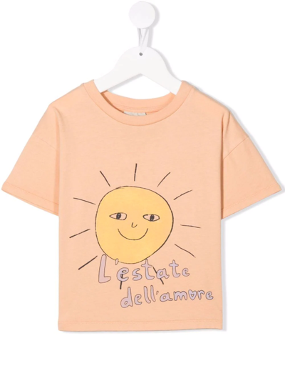 The Campamento Kids' L'estate Dell'amore Organic Cotton T-shirt In Orange
