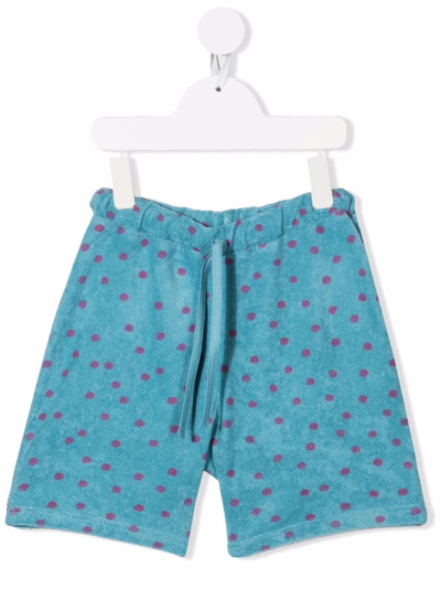 The Campamento Kids' Terry Polka Dot Shorts In Blue