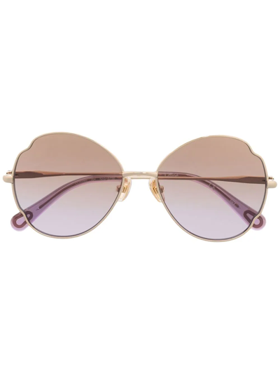 Chloé Kids' Round-frame Sunglasses In Gold