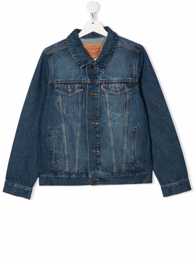 Levi's Kids' Logo-patch Detail Denim Jacket In Blue