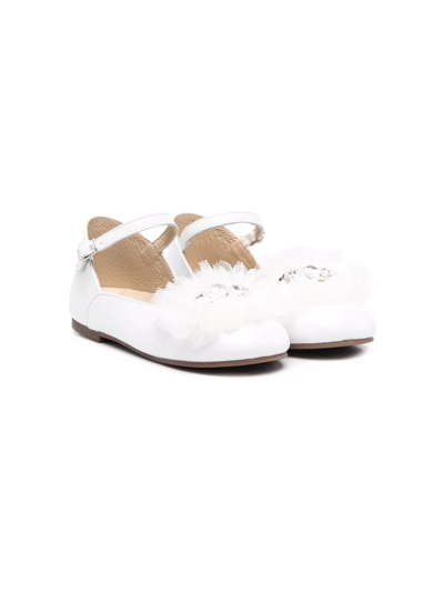 Babywalker Kids' Embellished-tulle Ballerina Shoes In White