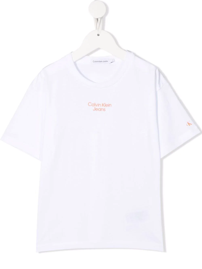 Calvin Klein Kids' Logo-print T-shirt In White