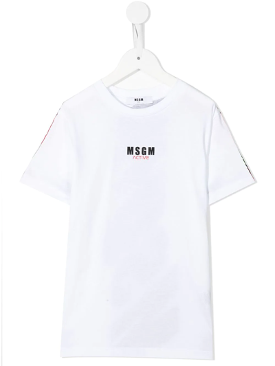 Msgm Teen Logo-print Short-sleeved T-shirt In White