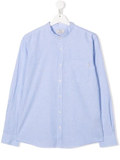 Woolrich Teen Pinstripe-print Pocket Shirt In Blue