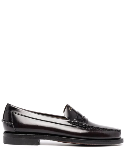 Sebago Black Leather Classic Loafers In Brown