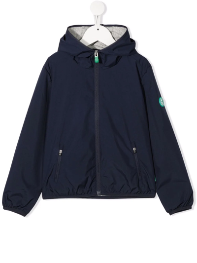 Save The Duck Kids' Logo-patch Hooded Jacket In Blue