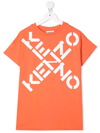Kenzo Round Collar Logo Short-sleeved T-shirt In Orange
