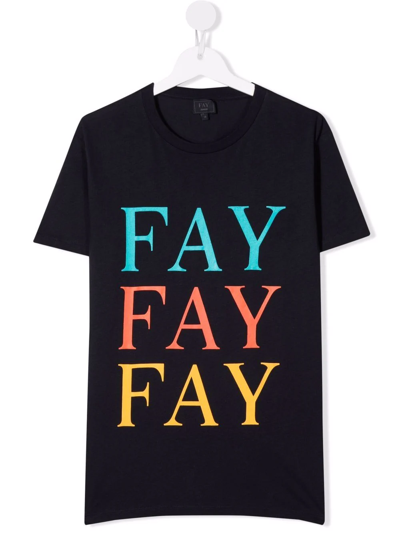 Fay Teen Logo-print T-shirt In Blue