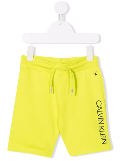 Calvin Klein Kids' Logo Print Shorts In Green