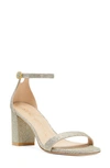 Stuart Weitzman Nudistcurve Glitter Ankle-strap Sandals In Poudre