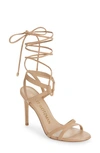 Stuart Weitzman Soiree 100 Lace-up Sandal In Adobe