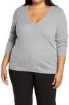 Nordstrom Essential V-neck Cashmere Sweater In Grey Heather