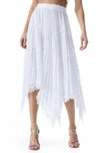 Alice And Olivia Katz Asymmetrical Pleated Midi Skirt In White