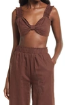 CHARLIE HOLIDAY DIANA LINEN & COTTON BRA TOP