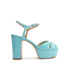 Schutz Keefa Leather Ankle-strap Platform Sandals In River Acqua