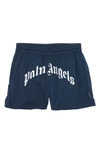 Palm Angels Boys Navy Kids Logo-print Shell Swim Shorts 6-12 Years 8 Years In Blue