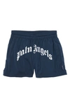Palm Angels Boys Navy Kids Logo-print Shell Swim Shorts 6-12 Years 8 Years In Navy Blue White