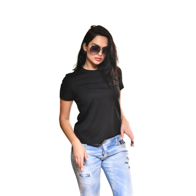 Carmen Sol Short Sleeve Round Neck Tee In Black