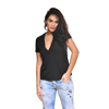 Carmen Sol Short Sleeve V Neck Tee In Black