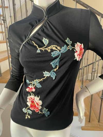 トップス VIVIENNE TAM Embroidered Cheongsam Top Pre-owned Vivienne Tam Vintage Cheongsam Style Black Top
