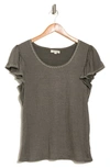 Max Studio Flutter Sleeve Jersey Top In Army
