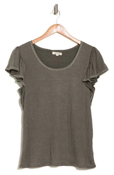 Max Studio Flutter Sleeve Jersey Top In Army