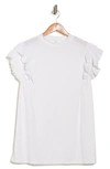 Max Studio Flutter Sleeve Jersey Top In White