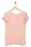 Max Studio Flutter Sleeve Jersey Top In Blush