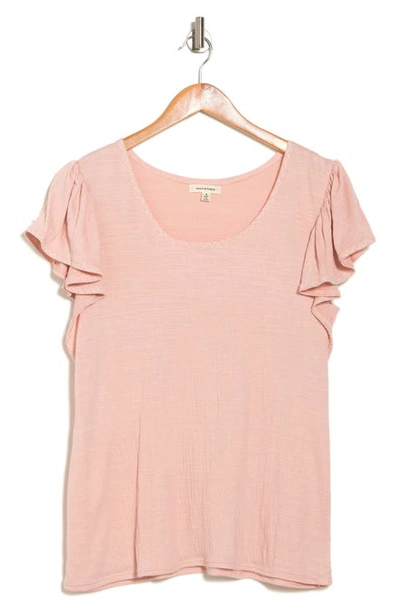 Max Studio Flutter Sleeve Jersey Top In Blush