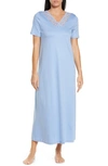 Hanro Moments Lace-trimmed Cotton-jersey Nightdress In 1592 Blue Moon