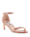 Stuart Weitzman Nunaked Straight Patent Leather Sandals In Rose Clay