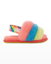 UGG GIRL'S FLUFF YEAH MULTICOLOR SHEARLING SANDALS, BABY/TODDLERS