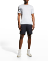 Vince Linen Short Sleeve Crew Tee Hillside Blue In Coastal