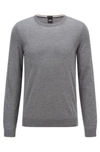 Hugo Boss Slim-fit Sweater In Virgin Wool In Grey