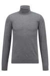 Hugo Boss Slim-fit Rollneck Sweater In Virgin Wool In Grey