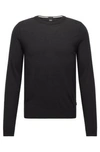 Hugo Boss Slim-fit Sweater In Virgin Wool In Black