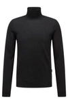 Hugo Boss Slim-fit Rollneck Sweater In Virgin Wool In Black