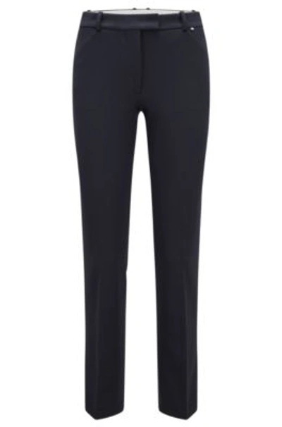 Hugo Boss Slim-fit Cropped Trousers In Structured Stretch Fabric- Light Blue Women's Formal Pants Size 4