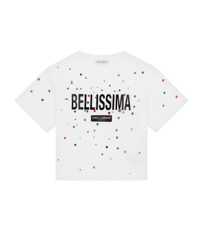 Dolce & Gabbana Babies' Kids Crystal-embellished T-shirt (2-6 Years) In White