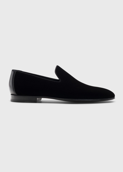 Magnanni Men's Jareth Velvet Venetian Loafers In Black