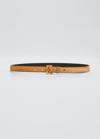 Saint Laurent Ysl Monogram Suede Belt In Tan/bronze