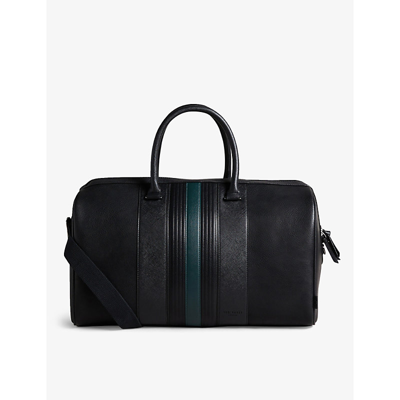Ted Baker Evyday Striped Pu Leather Holdall In Black