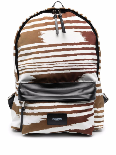 Missoni Gradient Striped Pattern Backpack In Brown