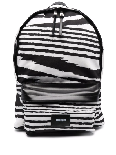 Missoni Striped Zip-up Backpack In Black