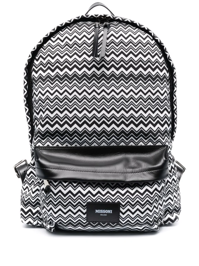 Missoni Striped Pattern Backpack In Black