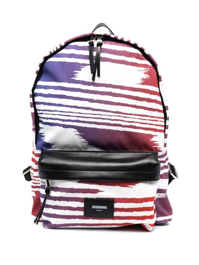 Missoni Gradient Striped Pattern Backpack In White