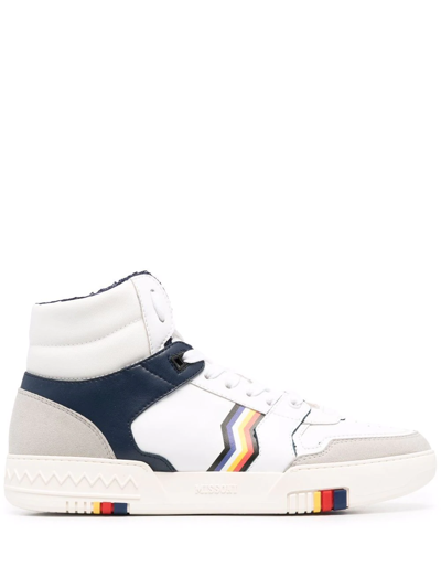 Missoni Panelled Leather High-top Sneakers In White