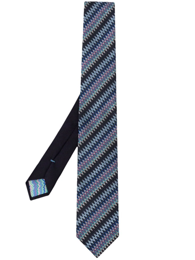 Missoni Patterned-jacquard Silk Tie In Blue