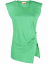 Nude Shoulder-pad Sleeveless Top In Green