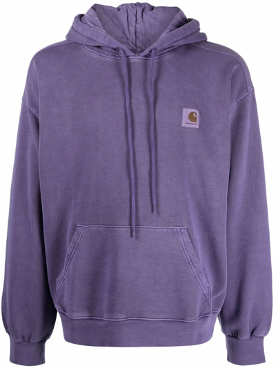Carhartt Chest Logo-patch Detail Hoodie In Viola